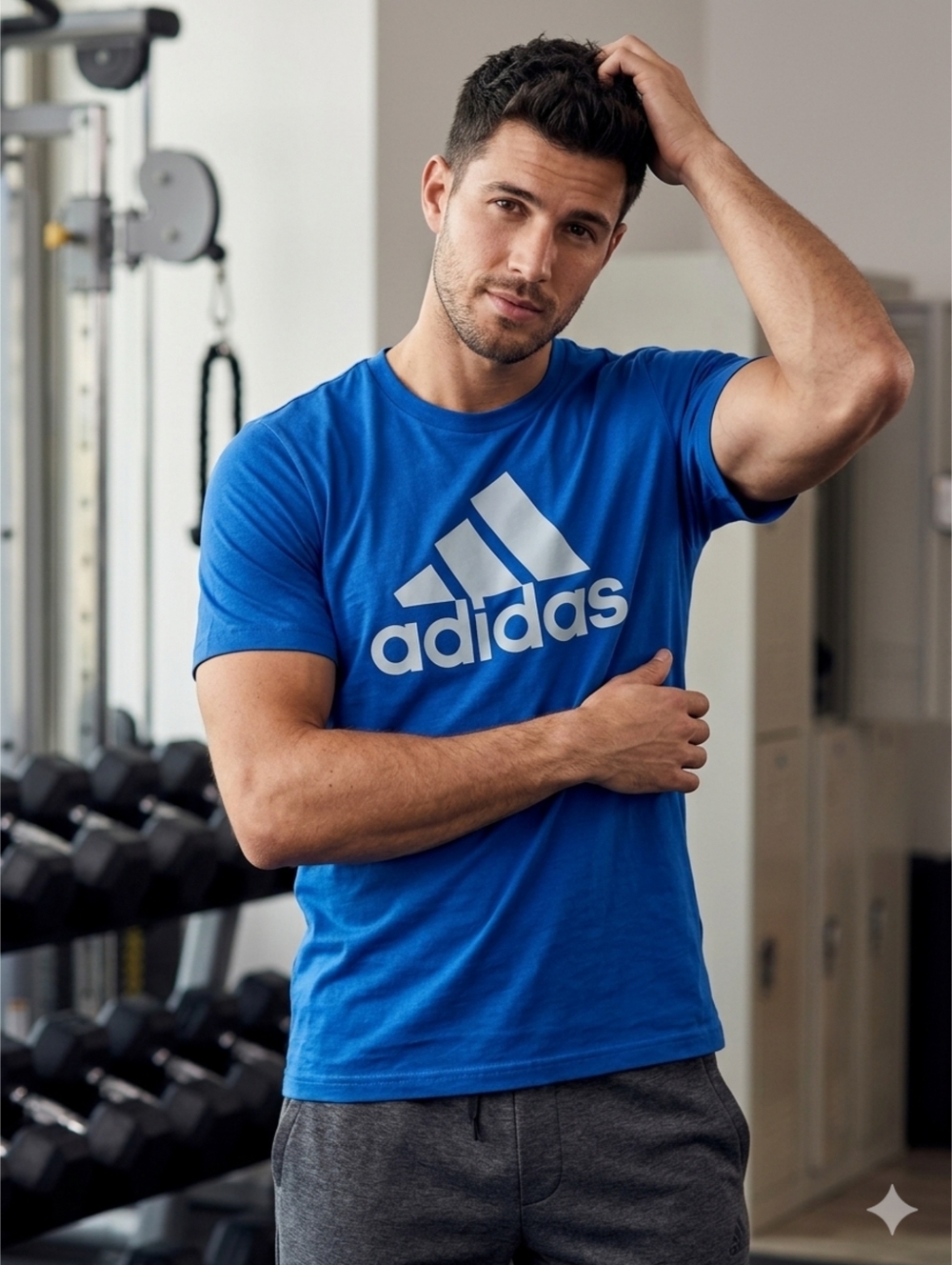 Men's Adidas Blue Crewneck Short Sleeve Athletic Tee Size LT